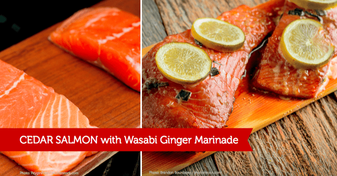 Grilled Cedar Salmon with Wasabi Ginger Marinade